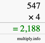How to calculate 547 times 4 using long multiplication