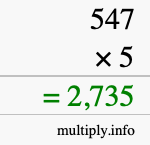 How to calculate 547 times 5 using long multiplication How to calculate 547 times 5 using long multiplication