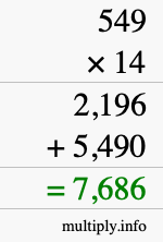 How to calculate 549 times 14 using long multiplication How to calculate 549 times 14 using long multiplication