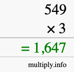 How to calculate 549 times 3 using long multiplication