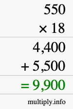 How to calculate 550 times 18 using long multiplication How to calculate 550 times 18 using long multiplication