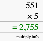 How to calculate 551 times 5 using long multiplication How to calculate 551 times 5 using long multiplication