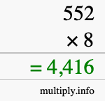 How to calculate 552 times 8 using long multiplication