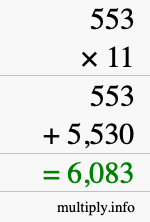 How to calculate 553 times 11 using long multiplication How to calculate 553 times 11 using long multiplication