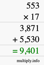 How to calculate 553 times 17 using long multiplication How to calculate 553 times 17 using long multiplication