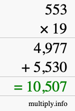 How to calculate 553 times 19 using long multiplication How to calculate 553 times 19 using long multiplication