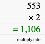 How to calculate 553 times 2 using long multiplication