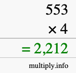How to calculate 553 times 4 using long multiplication How to calculate 553 times 4 using long multiplication