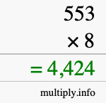 How to calculate 553 times 8 using long multiplication How to calculate 553 times 8 using long multiplication