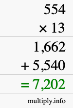 How to calculate 554 times 13 using long multiplication How to calculate 554 times 13 using long multiplication