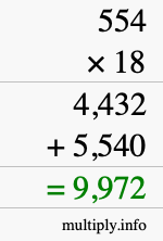 How to calculate 554 times 18 using long multiplication How to calculate 554 times 18 using long multiplication