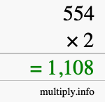 How to calculate 554 times 2 using long multiplication How to calculate 554 times 2 using long multiplication