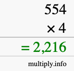 How to calculate 554 times 4 using long multiplication How to calculate 554 times 4 using long multiplication