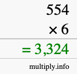 How to calculate 554 times 6 using long multiplication How to calculate 554 times 6 using long multiplication