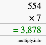 How to calculate 554 times 7 using long multiplication How to calculate 554 times 7 using long multiplication