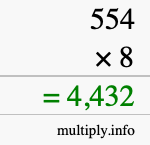 How to calculate 554 times 8 using long multiplication How to calculate 554 times 8 using long multiplication