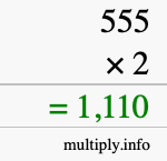 How to calculate 555 times 2 using long multiplication How to calculate 555 times 2 using long multiplication