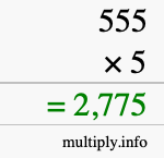 How to calculate 555 times 5 using long multiplication How to calculate 555 times 5 using long multiplication