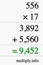 How to calculate 556 times 17 using long multiplication How to calculate 556 times 17 using long multiplication