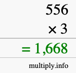 How to calculate 556 times 3 using long multiplication