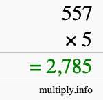 How to calculate 557 times 5 using long multiplication How to calculate 557 times 5 using long multiplication
