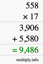 How to calculate 558 times 17 using long multiplication How to calculate 558 times 17 using long multiplication