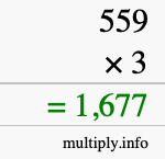 How to calculate 559 times 3 using long multiplication How to calculate 559 times 3 using long multiplication