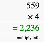 How to calculate 559 times 4 using long multiplication How to calculate 559 times 4 using long multiplication