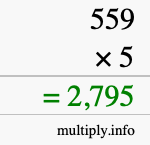 How to calculate 559 times 5 using long multiplication How to calculate 559 times 5 using long multiplication