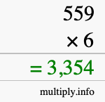 How to calculate 559 times 6 using long multiplication How to calculate 559 times 6 using long multiplication