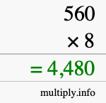 How to calculate 560 times 8 using long multiplication