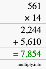 How to calculate 561 times 14 using long multiplication How to calculate 561 times 14 using long multiplication