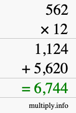 How to calculate 562 times 12 using long multiplication How to calculate 562 times 12 using long multiplication
