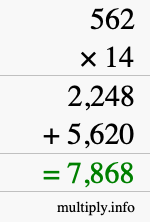 How to calculate 562 times 14 using long multiplication How to calculate 562 times 14 using long multiplication