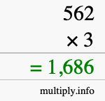 How to calculate 562 times 3 using long multiplication How to calculate 562 times 3 using long multiplication