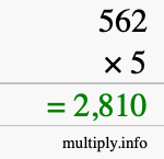 How to calculate 562 times 5 using long multiplication How to calculate 562 times 5 using long multiplication