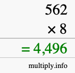 How to calculate 562 times 8 using long multiplication