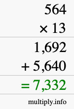 How to calculate 564 times 13 using long multiplication How to calculate 564 times 13 using long multiplication
