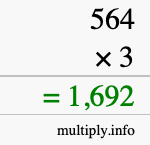 How to calculate 564 times 3 using long multiplication How to calculate 564 times 3 using long multiplication