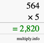 How to calculate 564 times 5 using long multiplication How to calculate 564 times 5 using long multiplication