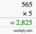 How to calculate 565 times 5 using long multiplication How to calculate 565 times 5 using long multiplication