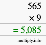 How to calculate 565 times 9 using long multiplication How to calculate 565 times 9 using long multiplication