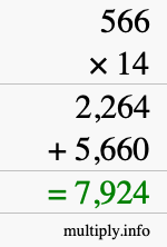 How to calculate 566 times 14 using long multiplication