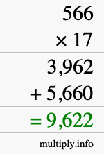 How to calculate 566 times 17 using long multiplication How to calculate 566 times 17 using long multiplication