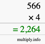 How to calculate 566 times 4 using long multiplication How to calculate 566 times 4 using long multiplication