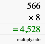 How to calculate 566 times 8 using long multiplication