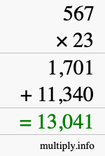 How to calculate 567 times 23 using long multiplication How to calculate 567 times 23 using long multiplication