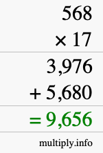 How to calculate 568 times 17 using long multiplication How to calculate 568 times 17 using long multiplication