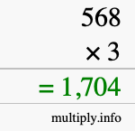 How to calculate 568 times 3 using long multiplication How to calculate 568 times 3 using long multiplication