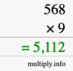 How to calculate 568 times 9 using long multiplication How to calculate 568 times 9 using long multiplication